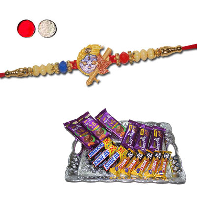 "Rakhi - FR- 8390 A (Single Rakhi, Choco Thali - code RC10 - Click here to View more details about this Product